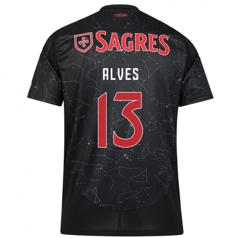 Danxen Kinder Lúcia Alves #13 Schwarz Rot Auswärtstrikot Trikot 2024/25 T-Shirt