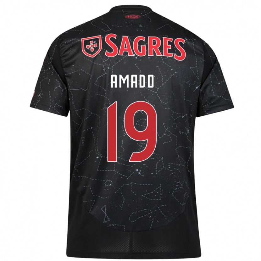 Danxen Kinder Catarina Amado #19 Schwarz Rot Auswärtstrikot Trikot 2024/25 T-Shirt