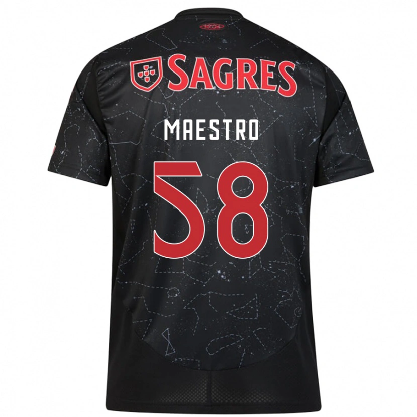 Danxen Kinder Maestro #58 Schwarz Rot Auswärtstrikot Trikot 2024/25 T-Shirt