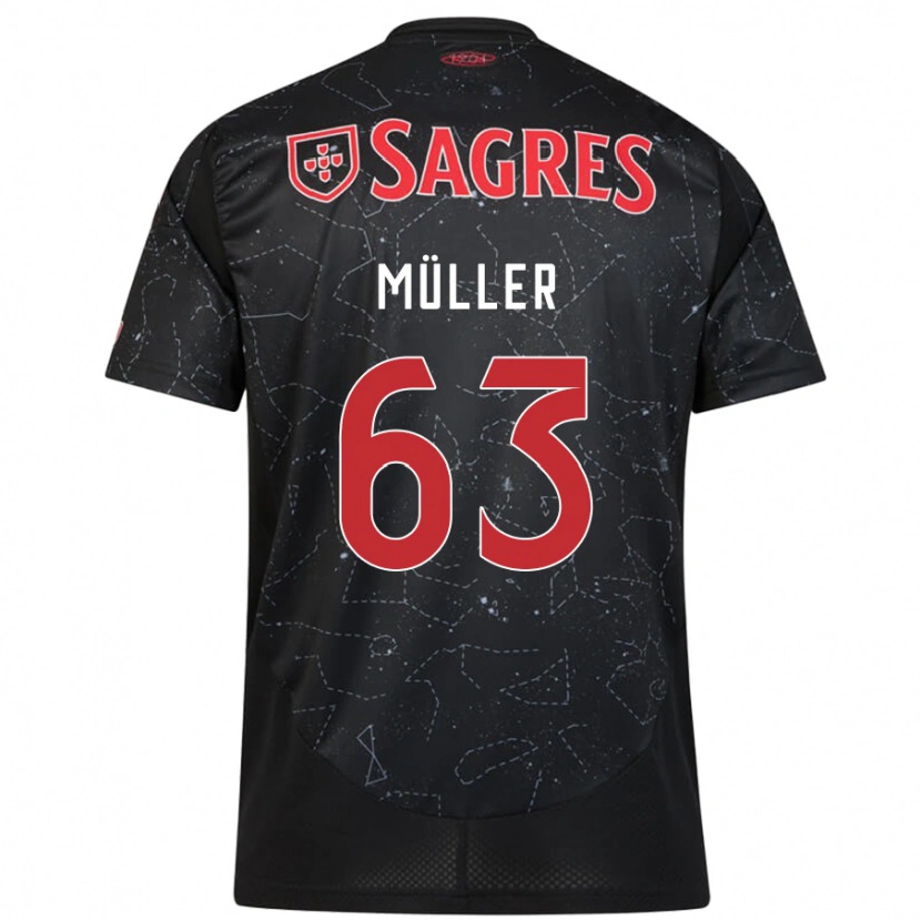 Danxen Kinder José Müller #63 Schwarz Rot Auswärtstrikot Trikot 2024/25 T-Shirt