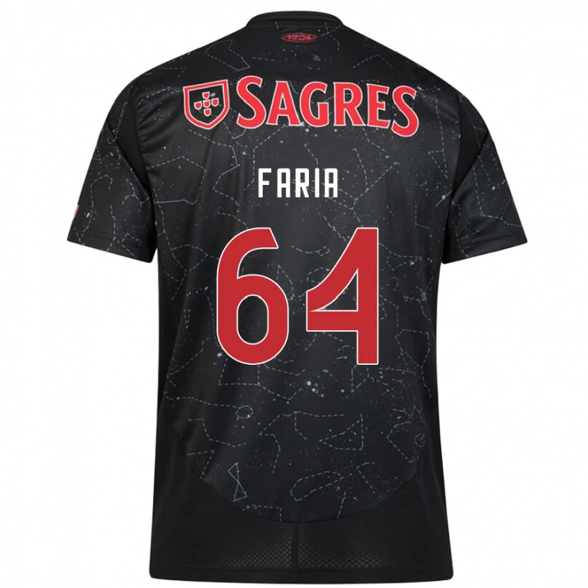 Danxen Kinder Hugo Faria #64 Schwarz Rot Auswärtstrikot Trikot 2024/25 T-Shirt