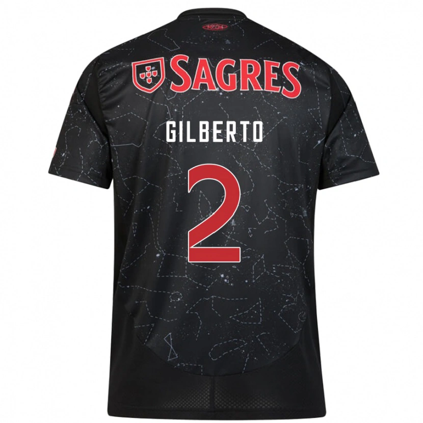 Danxen Kinder Gilberto #2 Schwarz Rot Auswärtstrikot Trikot 2024/25 T-Shirt