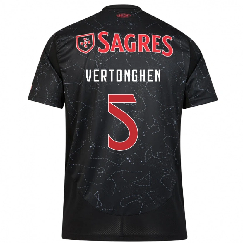 Danxen Kinder Jan Vertonghen #5 Schwarz Rot Auswärtstrikot Trikot 2024/25 T-Shirt