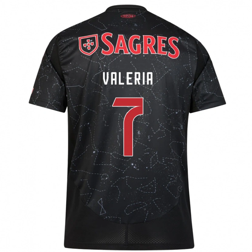 Danxen Kinder Valeria #7 Schwarz Rot Auswärtstrikot Trikot 2024/25 T-Shirt