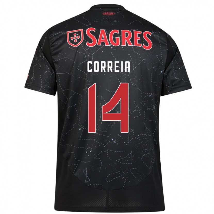 Danxen Kinder Carolina Correia #14 Schwarz Rot Auswärtstrikot Trikot 2024/25 T-Shirt