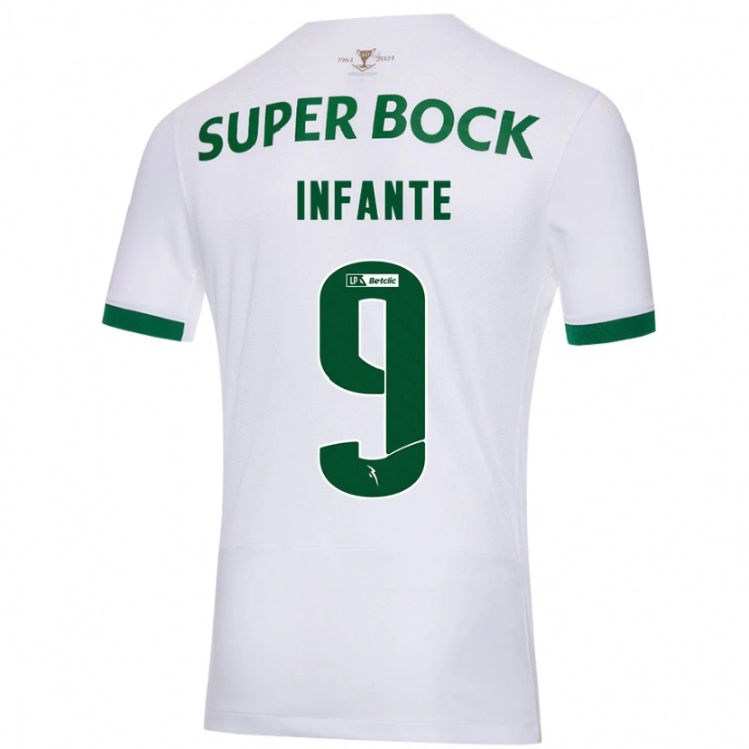 Danxen Kinder João Infante #9 Weiß Grün Auswärtstrikot Trikot 2024/25 T-Shirt