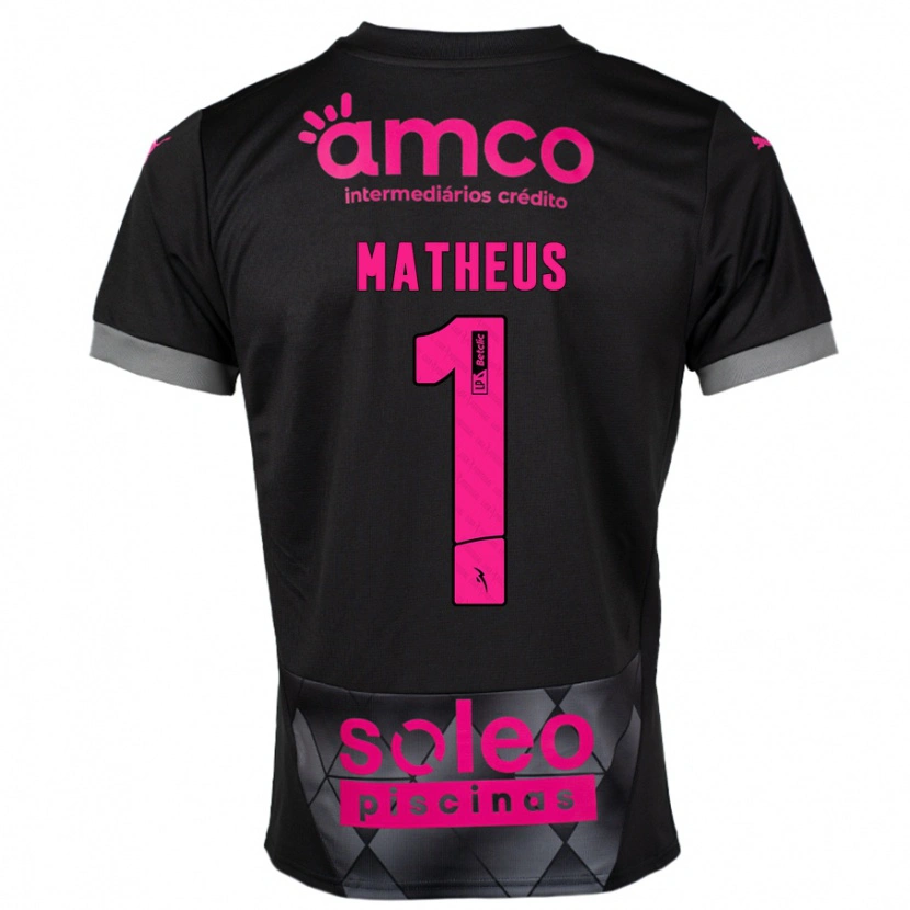 Danxen Kinder Matheus #1 Schwarz Rosa Auswärtstrikot Trikot 2024/25 T-Shirt