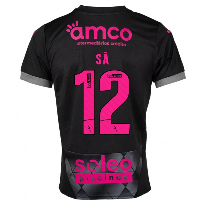 Danxen Kinder Tiago Sá #12 Schwarz Rosa Auswärtstrikot Trikot 2024/25 T-Shirt