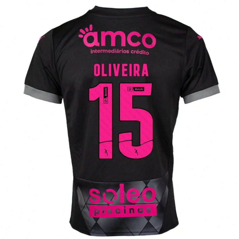 Danxen Kinder Paulo Oliveira #15 Schwarz Rosa Auswärtstrikot Trikot 2024/25 T-Shirt