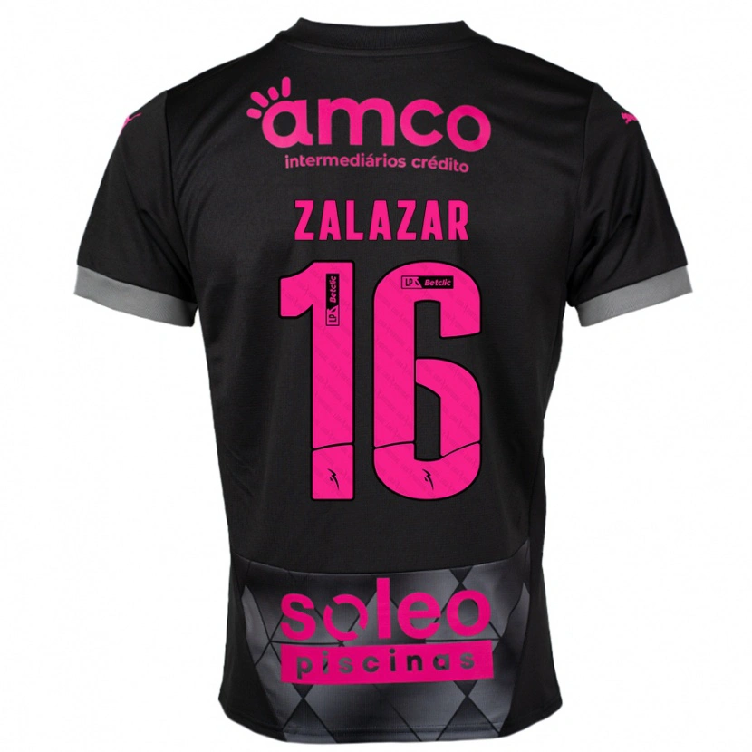 Danxen Kinder Rodrigo Zalazar #16 Schwarz Rosa Auswärtstrikot Trikot 2024/25 T-Shirt
