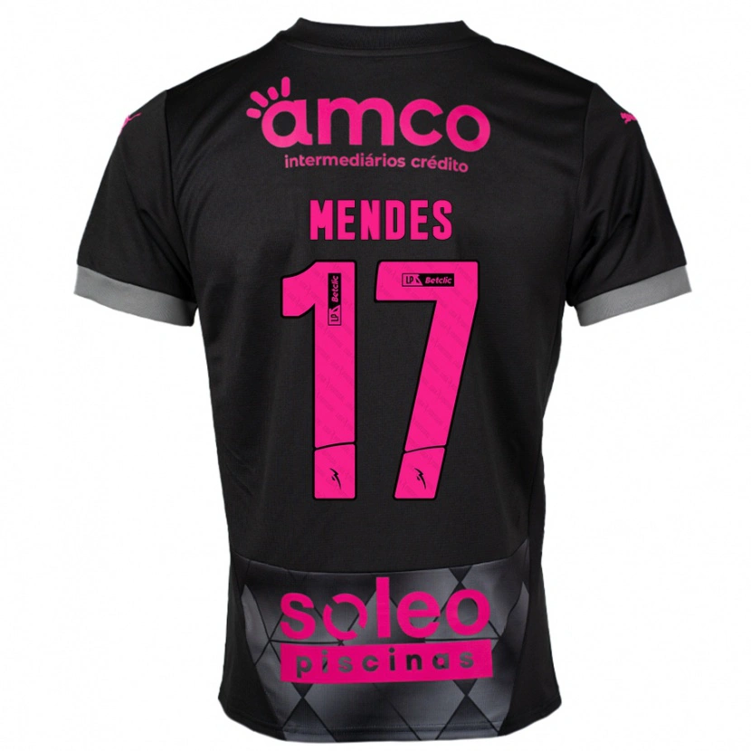 Danxen Kinder Joe Mendes #17 Schwarz Rosa Auswärtstrikot Trikot 2024/25 T-Shirt