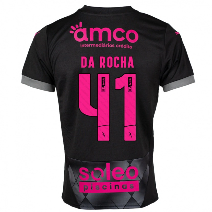 Danxen Kinder Yanis Da Rocha #41 Schwarz Rosa Auswärtstrikot Trikot 2024/25 T-Shirt
