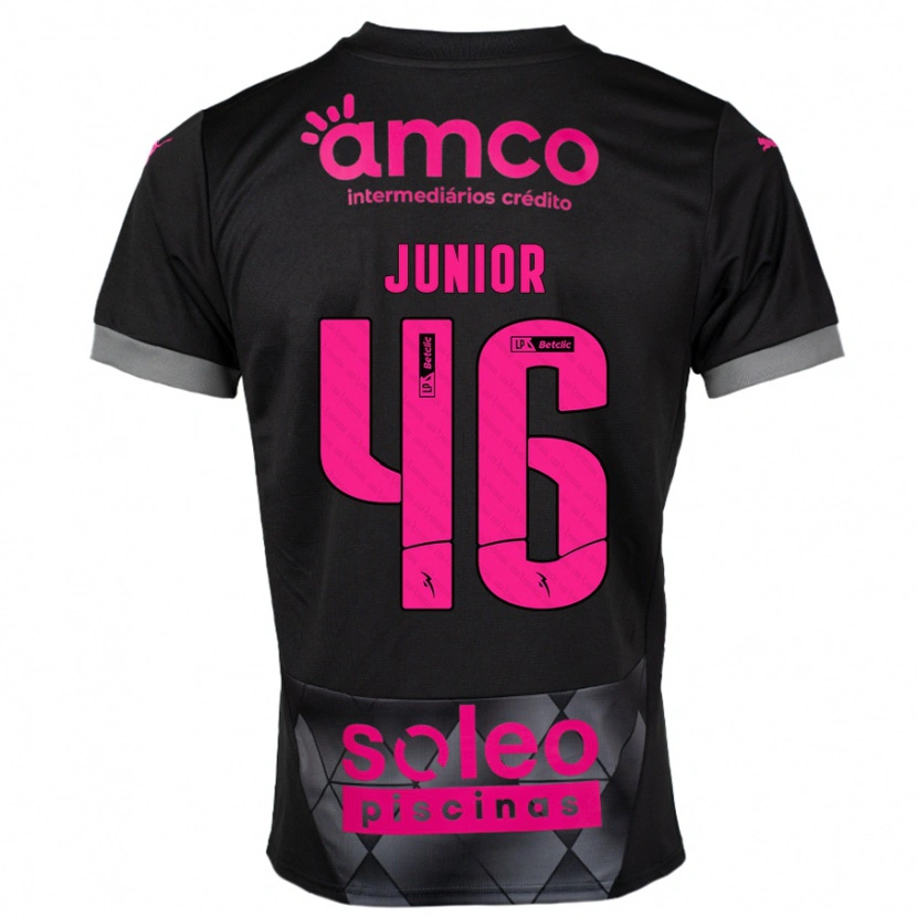 Danxen Kinder Mário Junior #46 Schwarz Rosa Auswärtstrikot Trikot 2024/25 T-Shirt