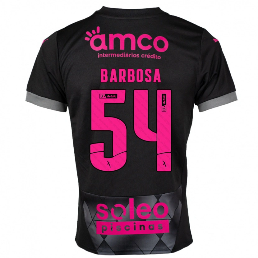 Danxen Kinder Guilherme Barbosa #54 Schwarz Rosa Auswärtstrikot Trikot 2024/25 T-Shirt