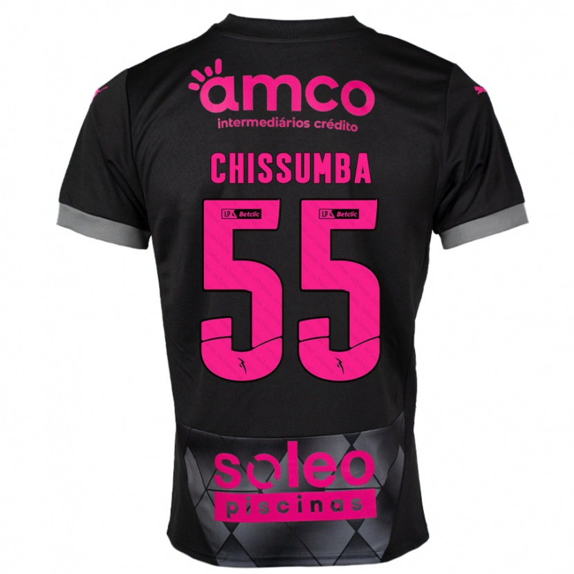 Danxen Kinder Chissumba #55 Schwarz Rosa Auswärtstrikot Trikot 2024/25 T-Shirt