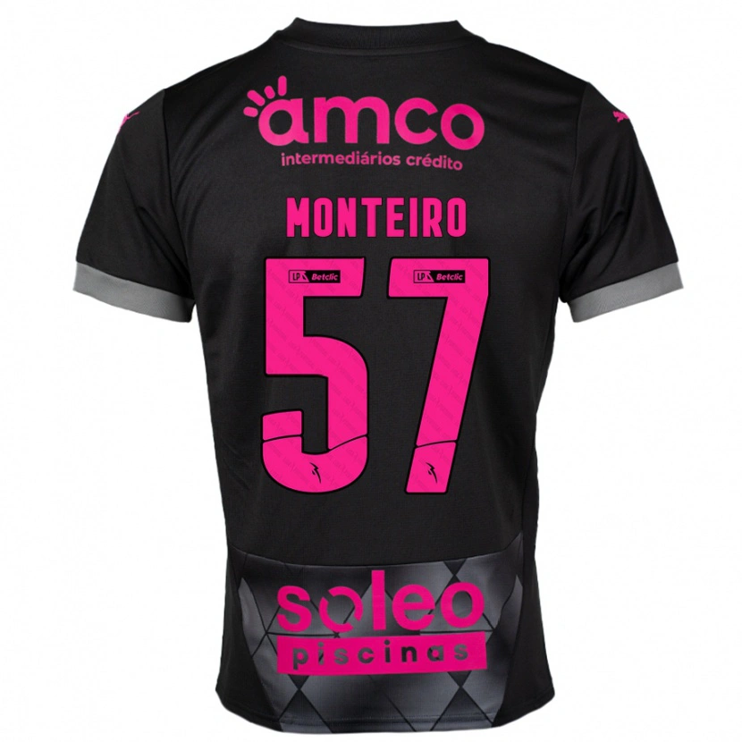 Danxen Kinder Jordan Monteiro #57 Schwarz Rosa Auswärtstrikot Trikot 2024/25 T-Shirt
