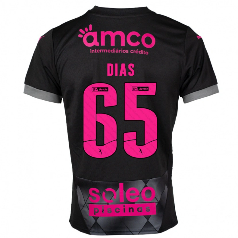Danxen Kinder Leandro Dias #65 Schwarz Rosa Auswärtstrikot Trikot 2024/25 T-Shirt