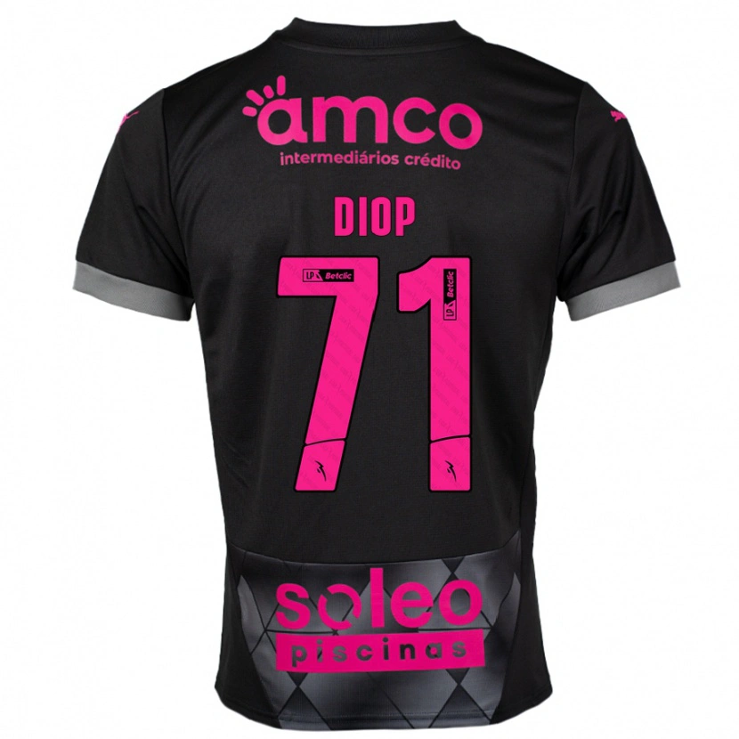 Danxen Kinder Mamadou Diop #71 Schwarz Rosa Auswärtstrikot Trikot 2024/25 T-Shirt