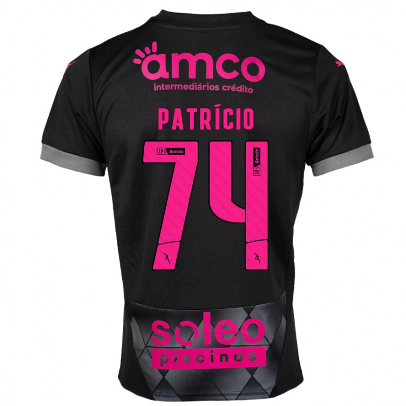 Danxen Kinder Nuno Patrício #74 Schwarz Rosa Auswärtstrikot Trikot 2024/25 T-Shirt