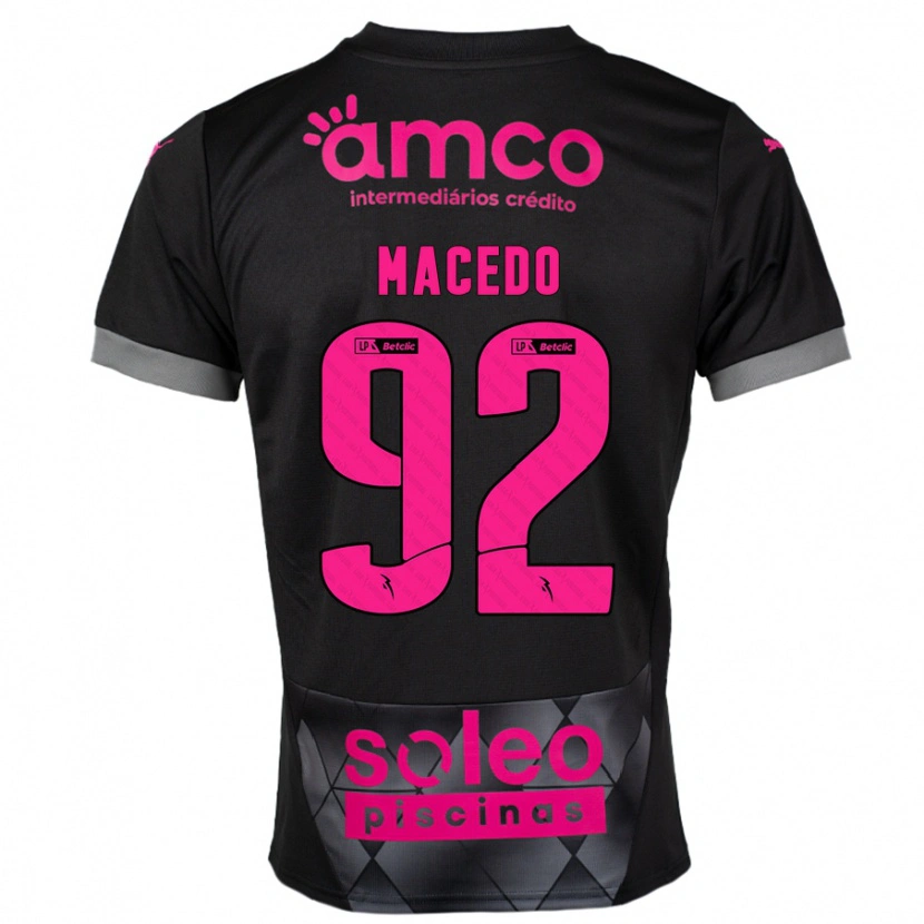 Danxen Kinder Rodrigo Macedo #92 Schwarz Rosa Auswärtstrikot Trikot 2024/25 T-Shirt