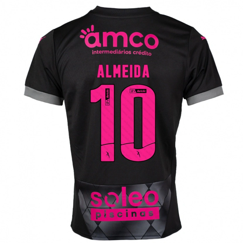 Danxen Kinder Vitória Almeida #10 Schwarz Rosa Auswärtstrikot Trikot 2024/25 T-Shirt
