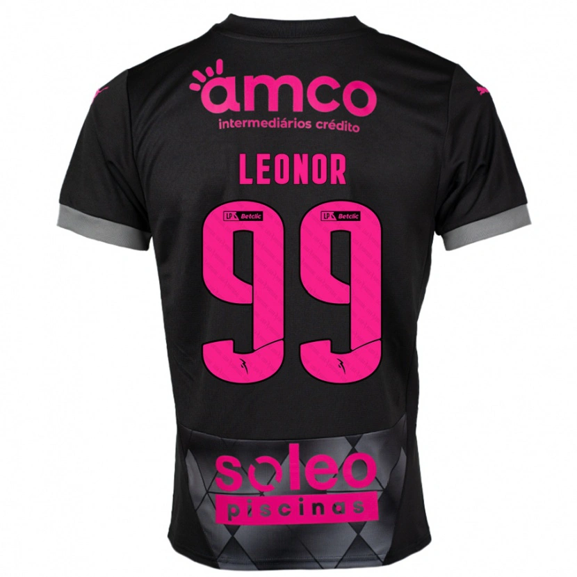 Danxen Kinder Maria Leonor #99 Schwarz Rosa Auswärtstrikot Trikot 2024/25 T-Shirt