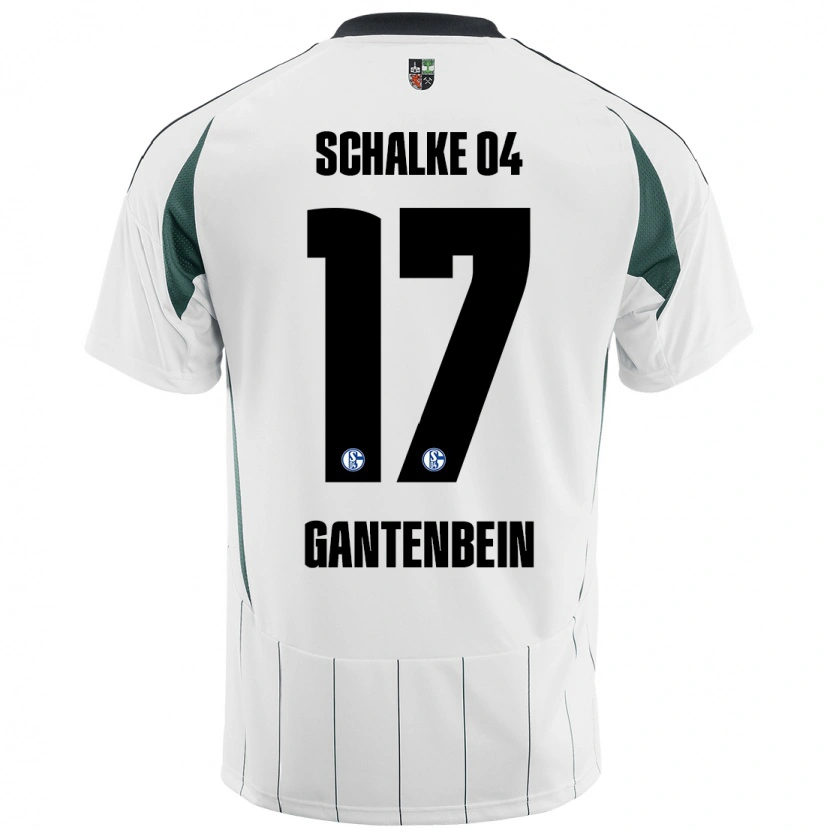 Danxen Kinder Adrian Gantenbein #17 Weiß Grün Auswärtstrikot Trikot 2024/25 T-Shirt