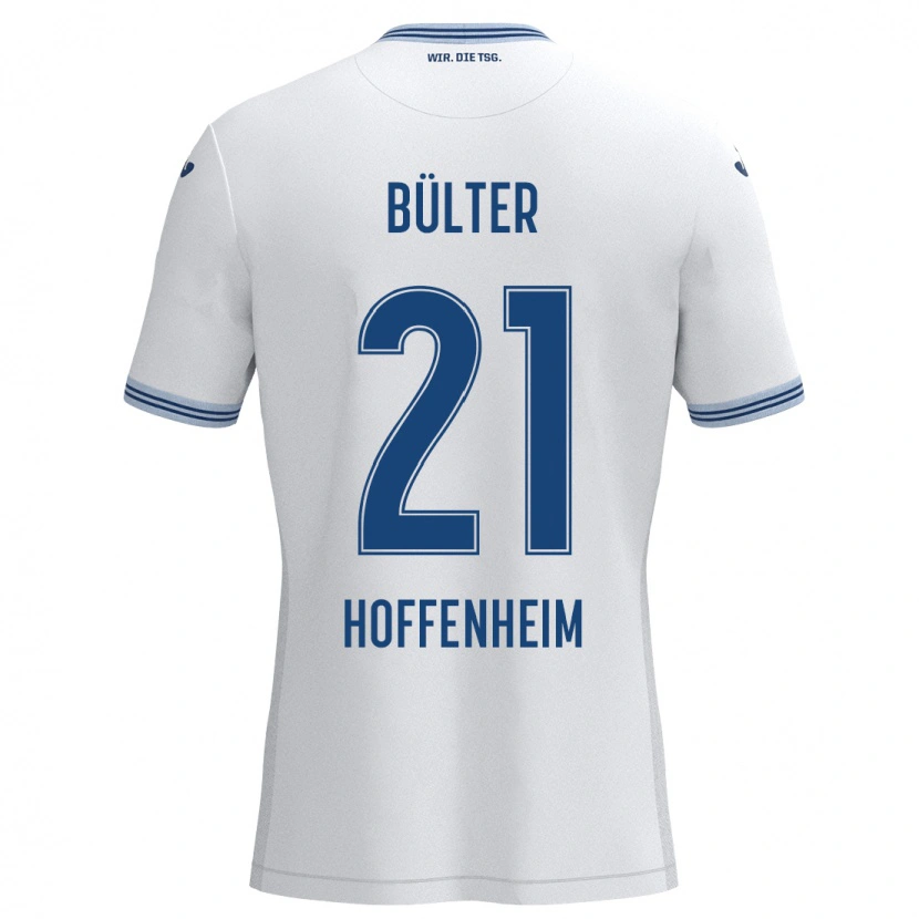 Danxen Kinder Marius Bülter #21 Weiß Blau Auswärtstrikot Trikot 2024/25 T-Shirt