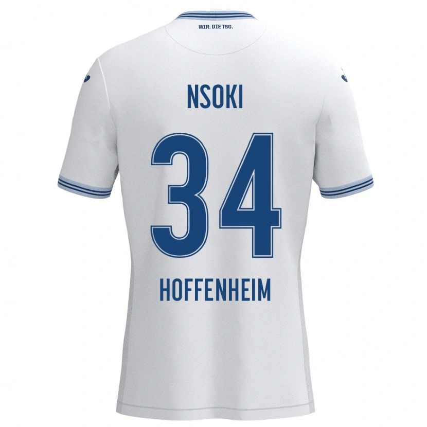 Danxen Kinder Stanley Nsoki #34 Weiß Blau Auswärtstrikot Trikot 2024/25 T-Shirt