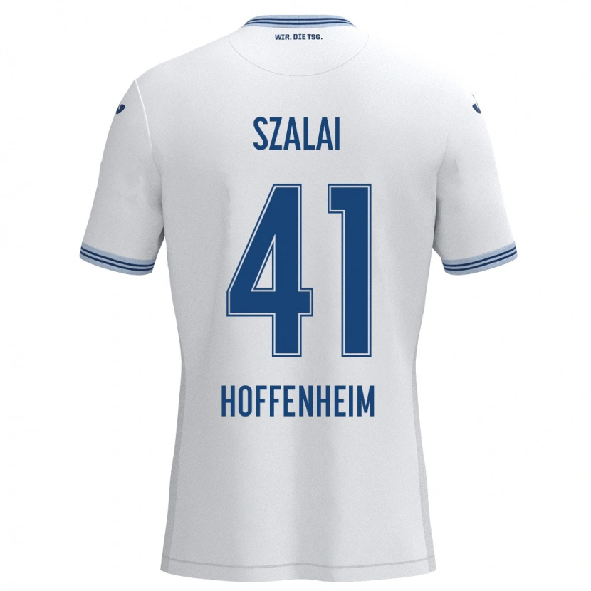 Danxen Kinder Attila Szalai #41 Weiß Blau Auswärtstrikot Trikot 2024/25 T-Shirt