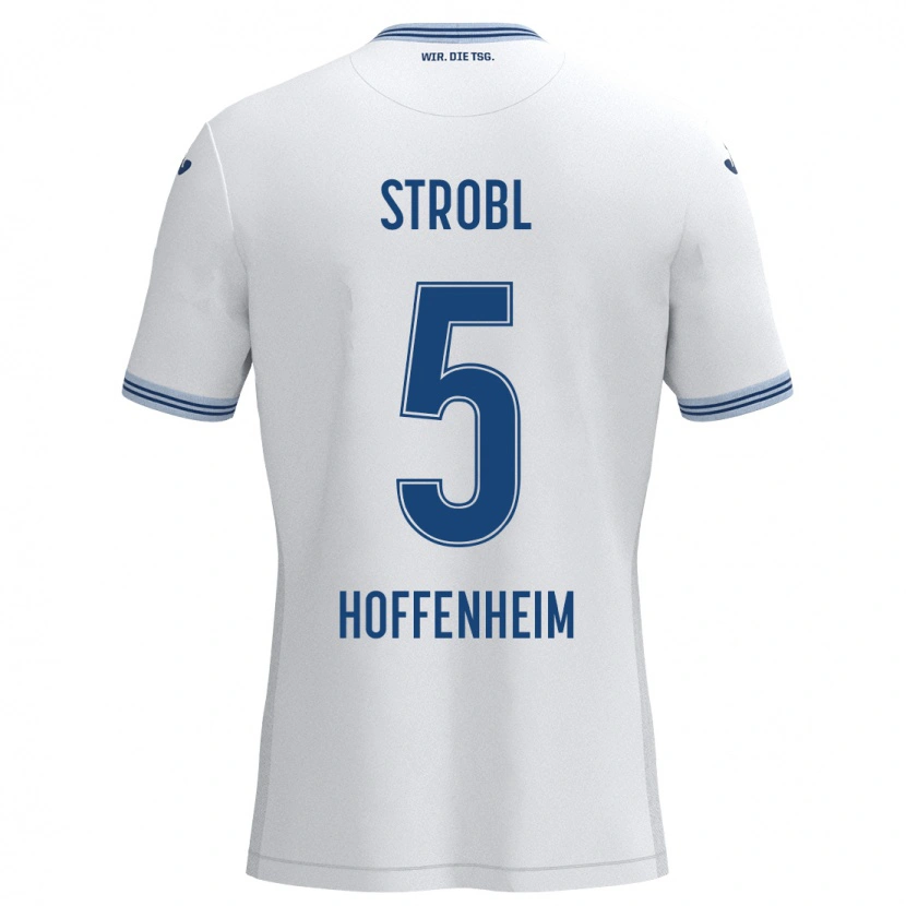Danxen Kinder Lars Strobl #5 Weiß Blau Auswärtstrikot Trikot 2024/25 T-Shirt