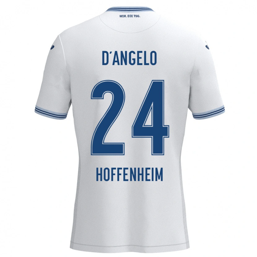 Danxen Kinder Chiara D'angelo #24 Weiß Blau Auswärtstrikot Trikot 2024/25 T-Shirt