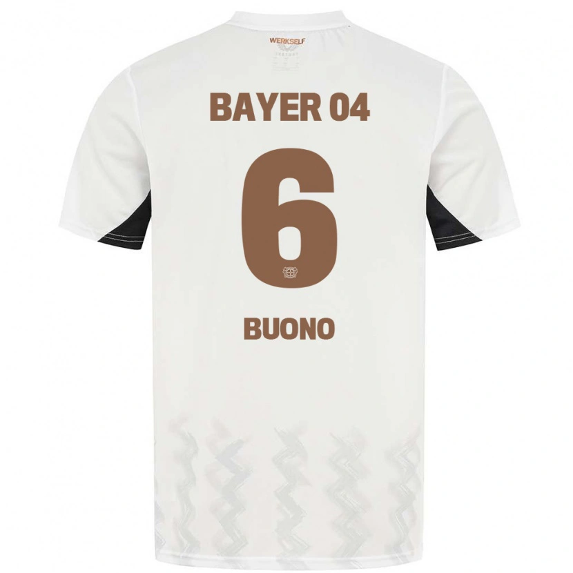 Danxen Kinder Francesco Buono #6 Weiß Schwarz Auswärtstrikot Trikot 2024/25 T-Shirt