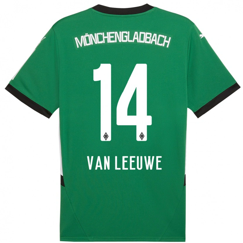 Danxen Kinder Kyra Van Leeuwe #14 Grün Weiß Auswärtstrikot Trikot 2024/25 T-Shirt