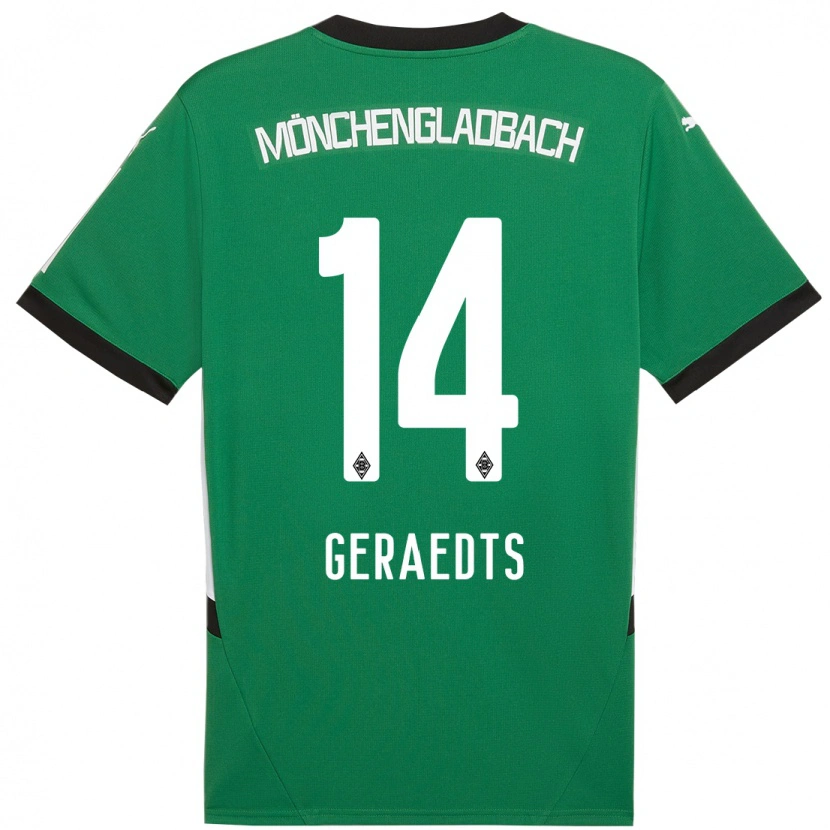 Danxen Kinder Kelsey Geraedts #14 Grün Weiß Auswärtstrikot Trikot 2024/25 T-Shirt