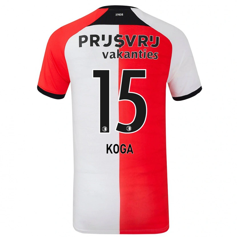 Danxen Herren Tōko Koga #15 Rot Weiß Heimtrikot Trikot 2024/25 T-Shirt