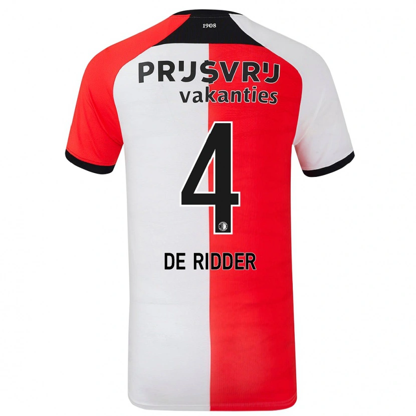Danxen Herren Robine De Ridder #4 Rot Weiß Heimtrikot Trikot 2024/25 T-Shirt