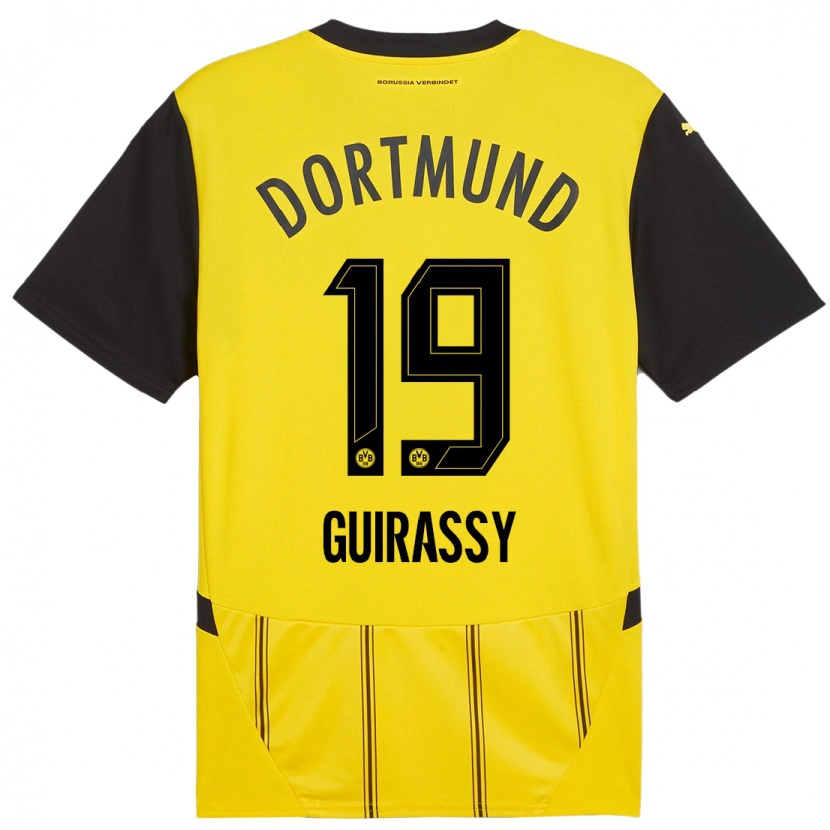 Danxen Herren Serhou Guirassy #19 Gelb Schwarz Heimtrikot Trikot 2024/25 T-Shirt