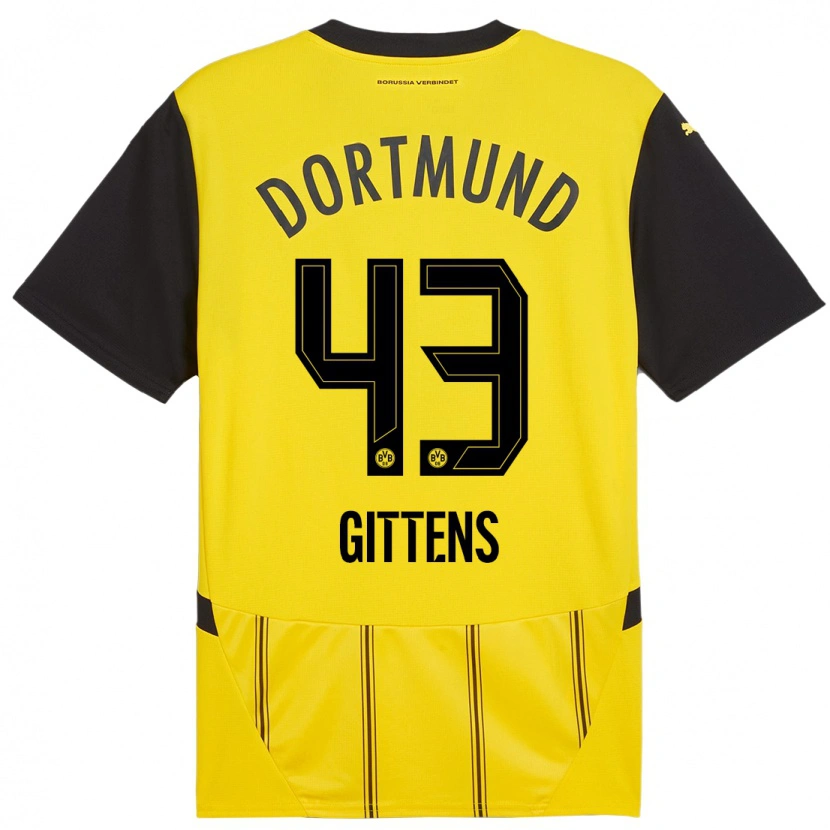Danxen Herren Jamie Gittens #43 Gelb Schwarz Heimtrikot Trikot 2024/25 T-Shirt