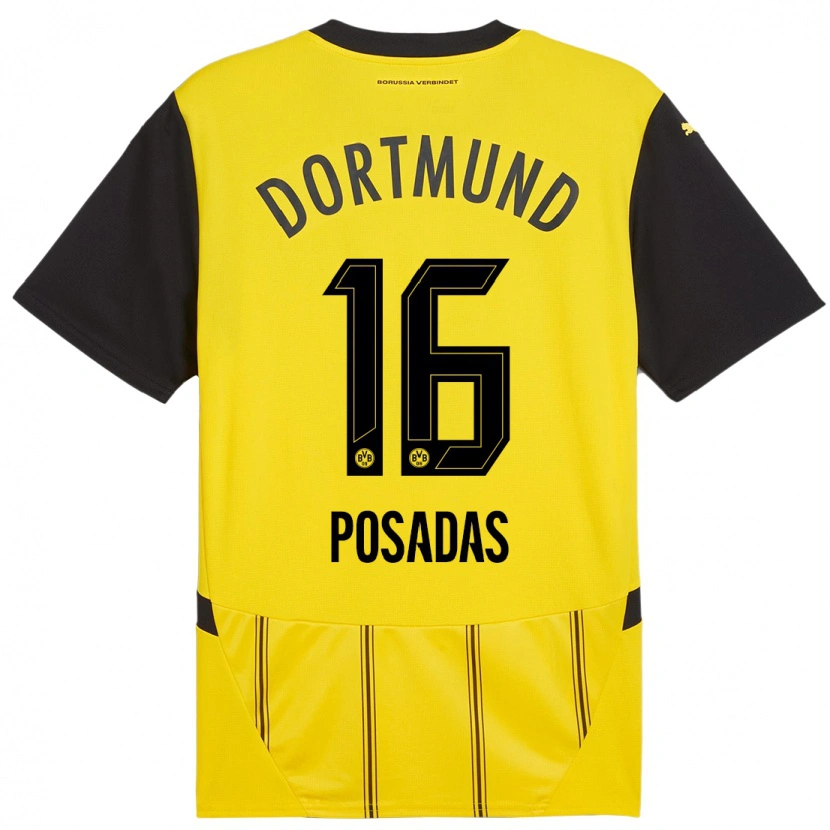 Danxen Herren Leonardo Posadas #16 Gelb Schwarz Heimtrikot Trikot 2024/25 T-Shirt