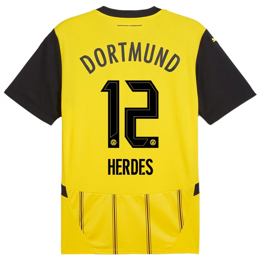 Danxen Herren Leon Herdes #12 Gelb Schwarz Heimtrikot Trikot 2024/25 T-Shirt