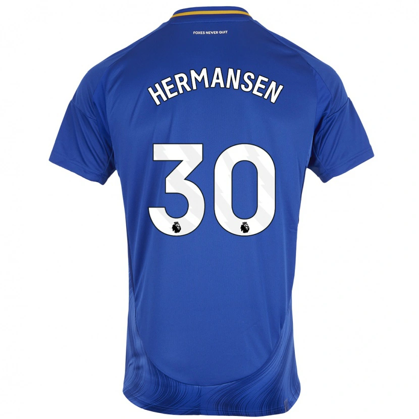 Danxen Herren Mads Hermansen #30 Blau Weiß Heimtrikot Trikot 2024/25 T-Shirt