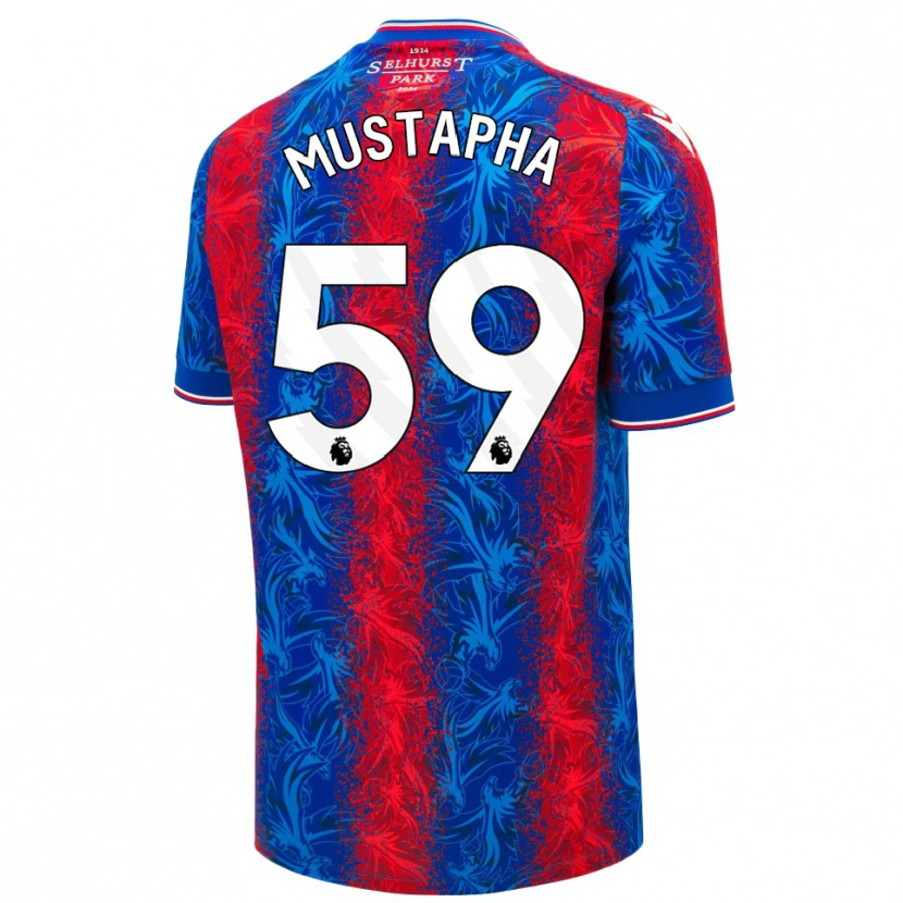 Danxen Herren Hindolo Mustapha #59 Rot Blauen Streifen Heimtrikot Trikot 2024/25 T-Shirt