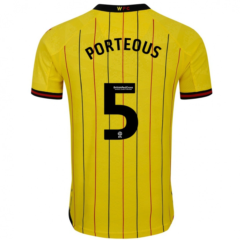Danxen Herren Ryan Porteous #5 Gelb Schwarz Heimtrikot Trikot 2024/25 T-Shirt