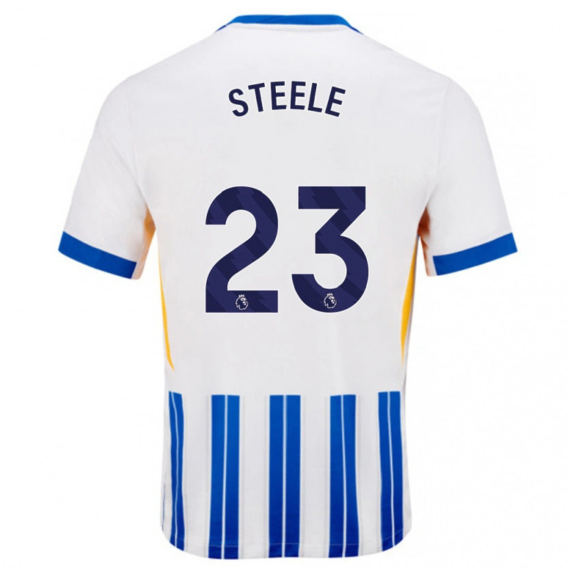 Danxen Herren Jason Steele #23 Weiß Blaue Nadelstreifen Heimtrikot Trikot 2024/25 T-Shirt