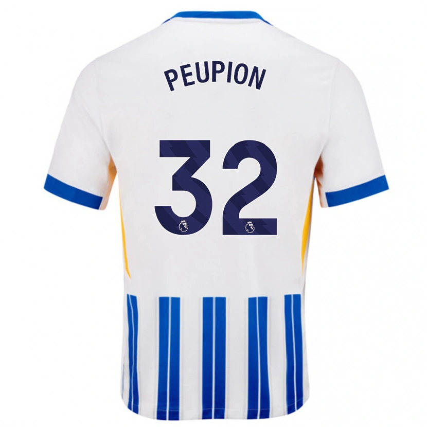 Danxen Herren Cameron Peupion #32 Weiß Blaue Nadelstreifen Heimtrikot Trikot 2024/25 T-Shirt