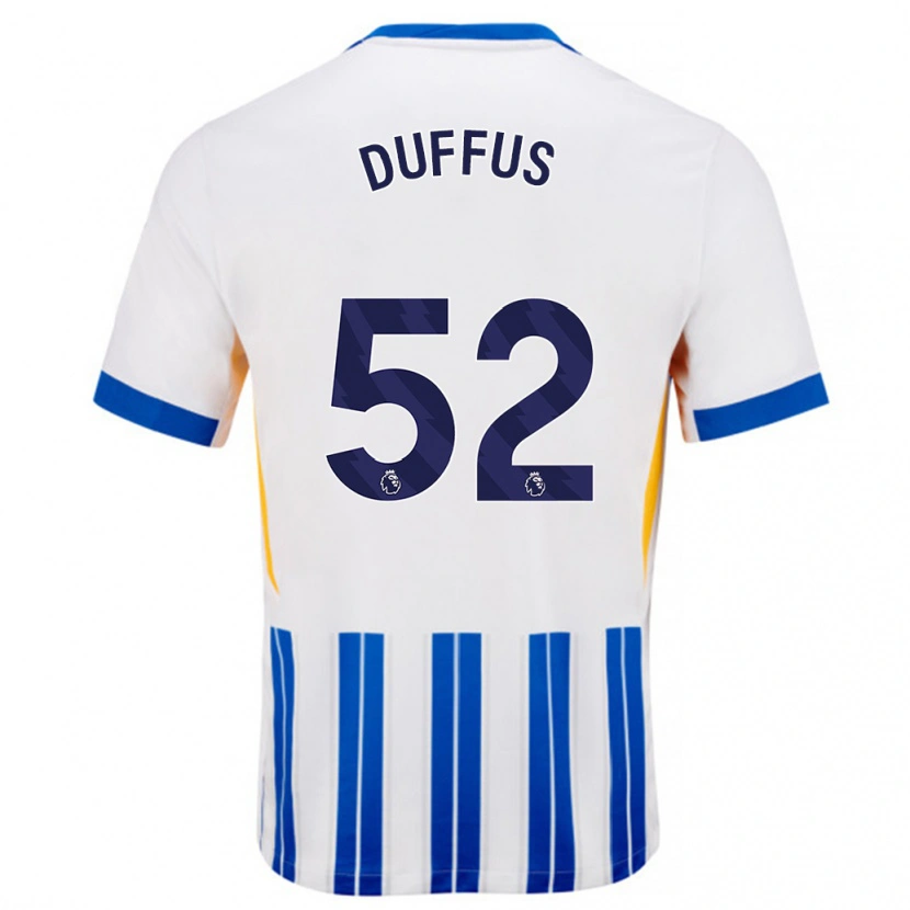 Danxen Herren Josh Duffus #52 Weiß Blaue Nadelstreifen Heimtrikot Trikot 2024/25 T-Shirt