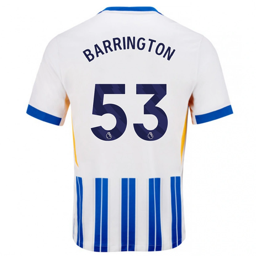 Danxen Herren Luca Barrington #53 Weiß Blaue Nadelstreifen Heimtrikot Trikot 2024/25 T-Shirt