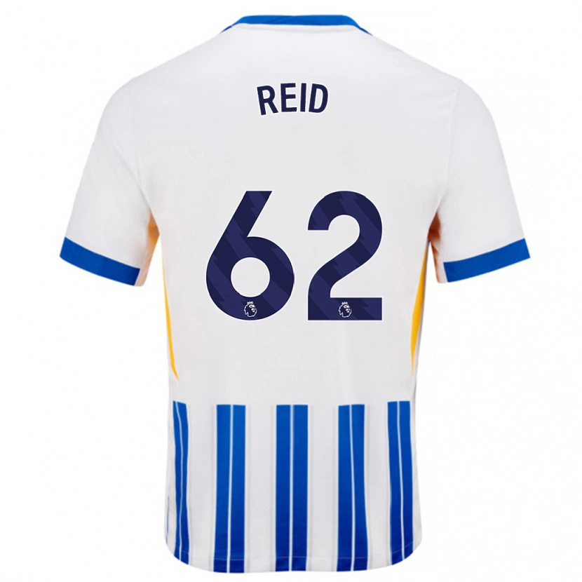 Danxen Herren Tommy Reid #62 Weiß Blaue Nadelstreifen Heimtrikot Trikot 2024/25 T-Shirt