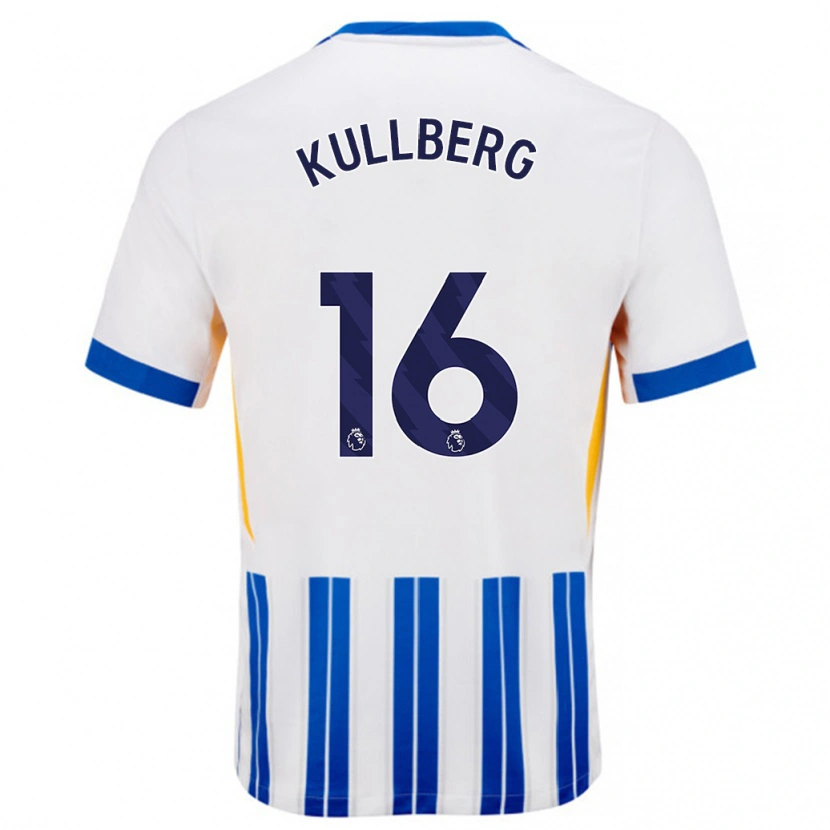 Danxen Herren Emma Nanny Charlotte Kullberg #16 Weiß Blaue Nadelstreifen Heimtrikot Trikot 2024/25 T-Shirt